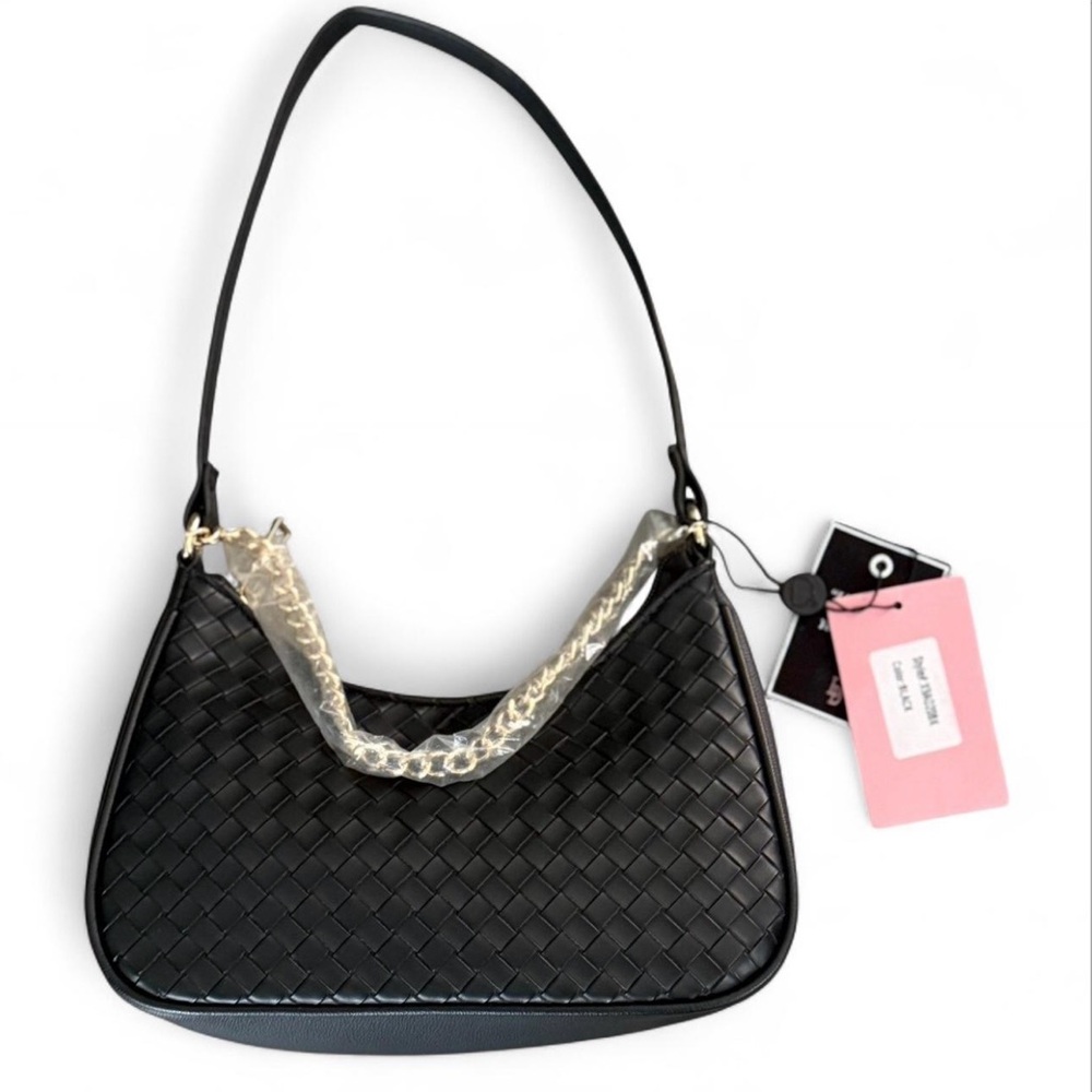 Elegant Black Woven Shoulder Bag